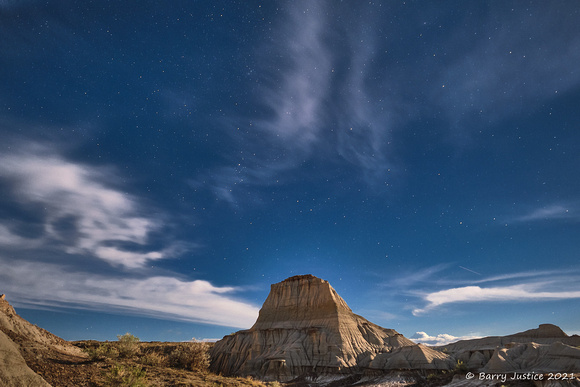 25 second exposure lit by moonlight,  Dinosaur Provincial Park,  Alberta