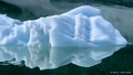 An iceberg floating in the small lake below Edith Cavell Glacier in Jasper National Park