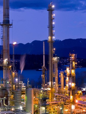 One of the oil refineries in Burrard Inlet in Vancouver.